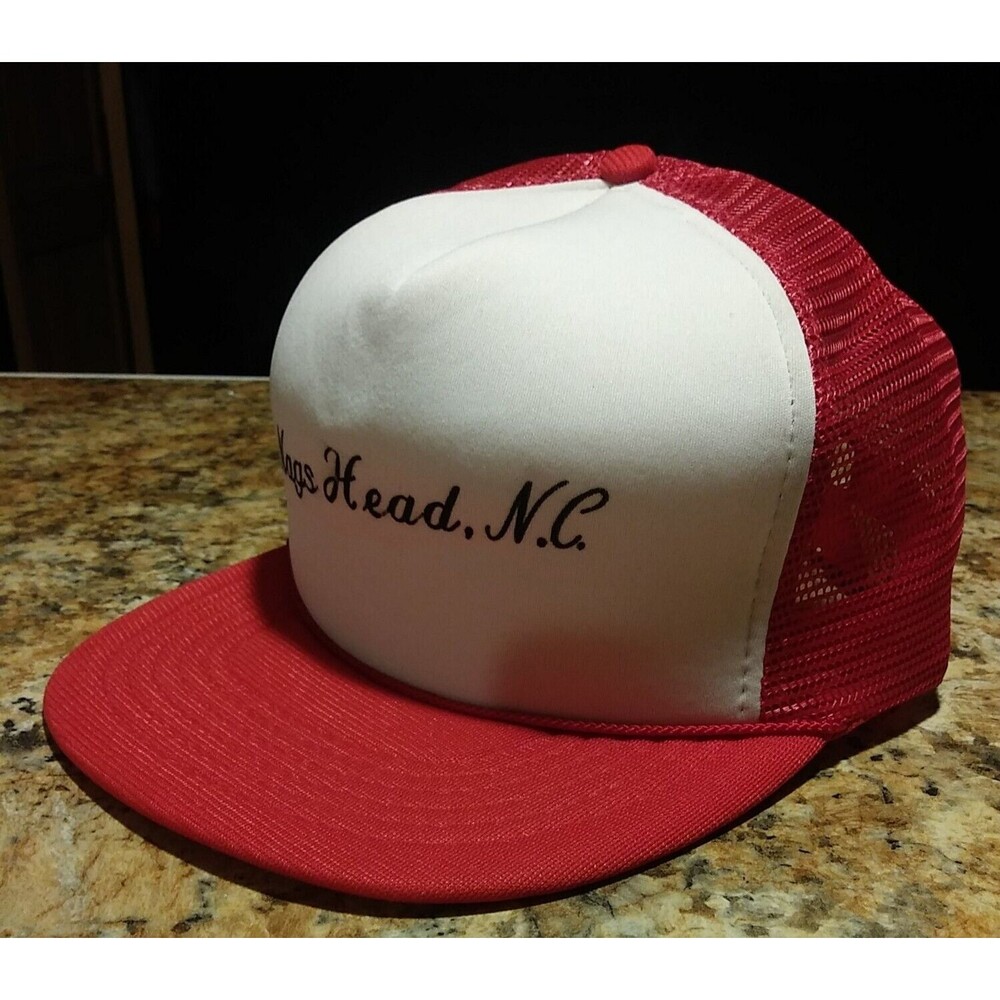 Nags Head N.C. Marsco Trucker red Mesh Hat Snapback Mesh polyester with foam